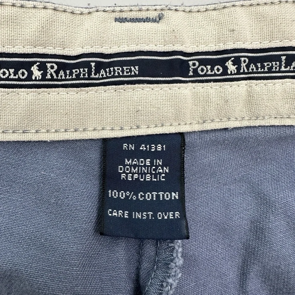 VTG Polo Ralph Lauren Chino Tyler Shorts Mens Fits 35 Y2K Two Pleats Baggy Blue